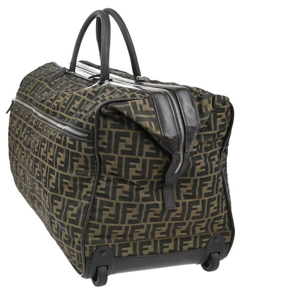 FENDI Zucca Rolling Duffel Bag Trolley Case Canvas Leather Brown SHW 70KB650 - Picture 2 of 16